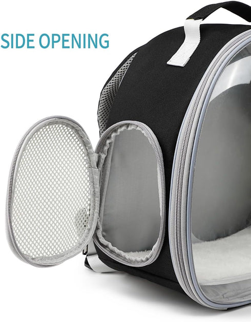Small Animal Carrier Backpack - Space Capsule Bubble Window Carrier for Lizard & Guinea Pig (Black)