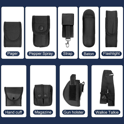 Odoland Tactical Modular Equipment System Duty Belt Set for Law Enforcement, Colt 1911 Holster, Flashlight Holster