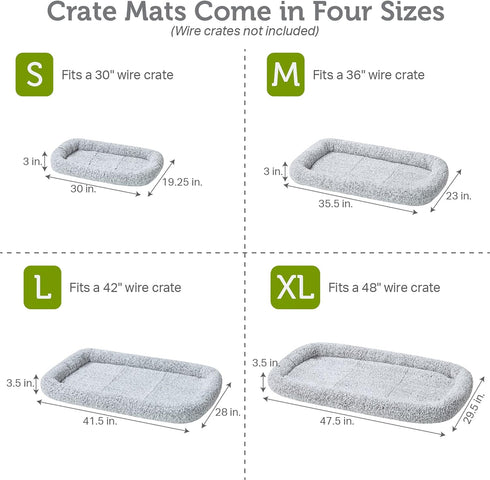 Friends Forever Bolster Dog Crate Mat 48 Inch, Washable Dog Crate Pad for Raised Dog Bed and Crate, Sherpa Fleece, Nova