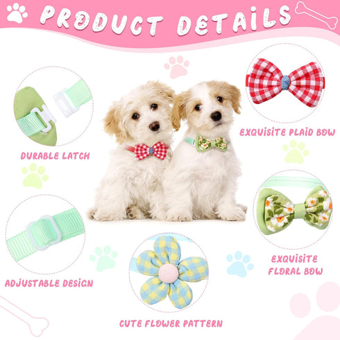 22 Pack Dog Bow Tie Dog Flower Collar, Adjustable Bowtie Dog Collar with Dot Print Bowknot Flower Neck Tie for Medium