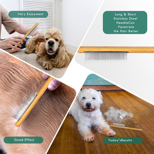 Large Green Dog Brush for Medium to Long Haired Pets, Slicker Brush Removes Loose Hair, Tangles, and Knots