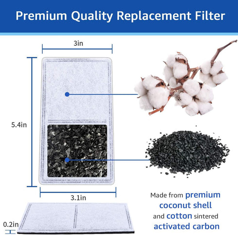 12PCS Replacement Carbon Filters for PetSafe Drinkwell Fountain, Compatible with Platinum Multi-Tier Everflow