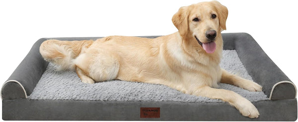 Dog Beds for Large Dogs - Orthopedic Egg Foam Sofa Dog Bed with Waterproof Lining, Removable Washable Cover, Non-Skid