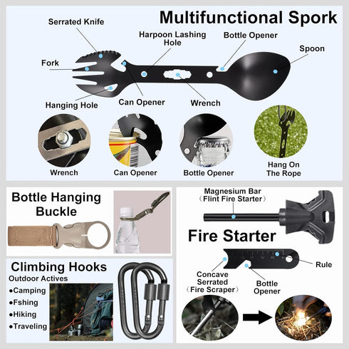 Gifts for Men Dad Husband - 21 in 1 Survival Gear and Equipment Kit, Tactical Tool
