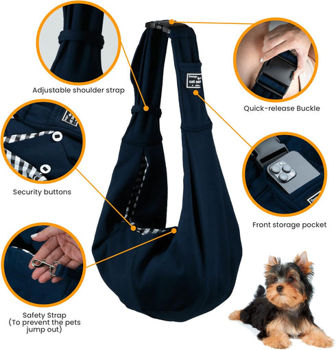 Abrasfba Pet Dog Sling Carrier, Reversible Soft Cat Carrier for Small Dogs, Adjustable Strap, Hands-Free Blue Puppy