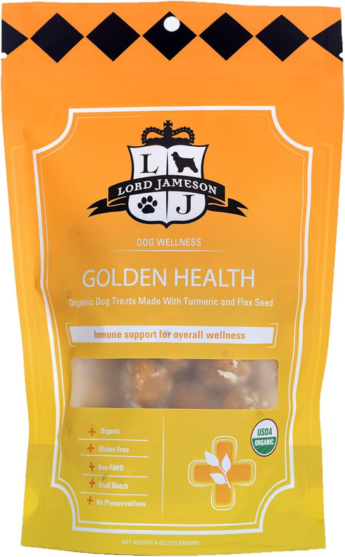 Golden Health Organic Dog Treats, Organic Dog Treats Made with Tumeric and Flax Seed, 6 oz Bag
