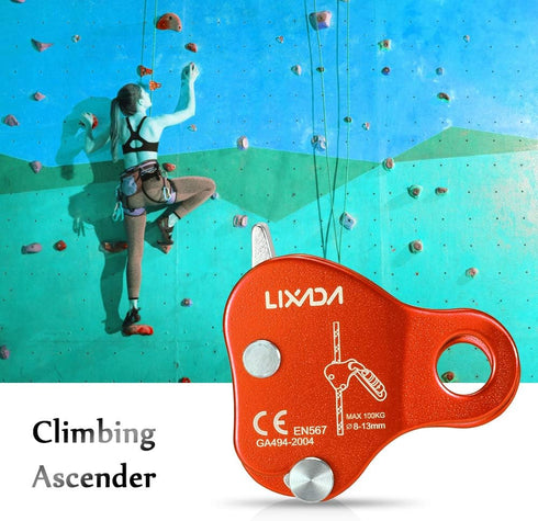 Lixada Ultralight Rock Climbing Ascender, Fall Arrest Protection Belay Device for 8-13MM Rope Grip Clamp