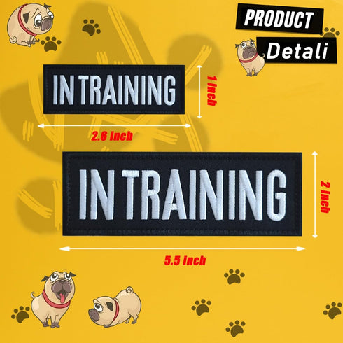 4 Pcs of in Training Patch, Dog Tactical Vest Patch Removable Embroidered Hook and Loop Patch for Dog Vest Carrier,Vest Harness, Collar