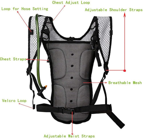 Hydration Pack with 2L Backpack Water Bladder, Great for Outdoor Sports like Running, Hiking, Camping, Cycling