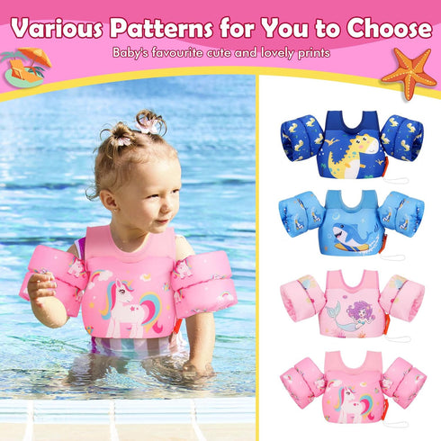 13-30/20-50/22-66lbs, Swimming MoKo Toddler Swim Vest for Kids Swim Arm Floaties Cartoon Water Wings Pool Float Vests