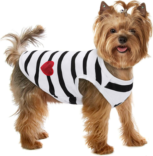 Pet Dog Striped T-Shirt for Dogs and Cats, Cotton Vest for Spring Summer Pet Apparel, Suitable for Small and Medium Pets