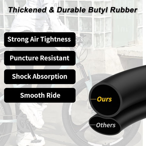 RUTU 20 Inch Bike Tube 20x1.125/1.50/1.75/2.50/3.0/3.5/4.0 with Installation Accessories - 2 Pack