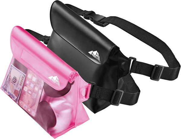 HEETA Waterproof Pouch with Waist Strap, 2/3/4 Pack, Touchable Dry Bag for Phone Valuables for Kayaking, Swimming