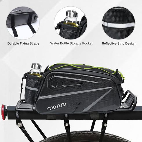MOSISO Lime Green Waterproof Bike Rack Bag, 14L EVA Bicycle Trunk Bag, Cycling Luggage Bag with Shoulder Strap