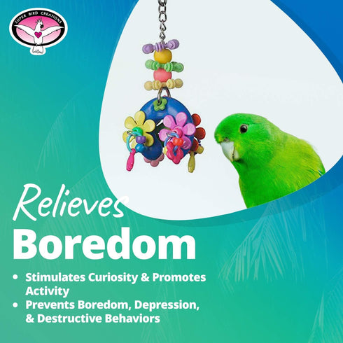 Super Bird Creations SB1085 Flower Power Bird Toy - Ideal for Small/Medium Birds, 7" x 2.5" x 2"