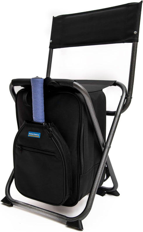 Montana Pickle Co. Pickleball Chair Backpack with Backrest Folding Stool Chair Compact and Paddle Sleeve
