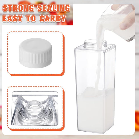 CHENGU 1000 ml/ 34 Oz Drinking(2 Clear Milk Carton Water Bottle Portable Container Reusable Cute Plastic Milk Bottles