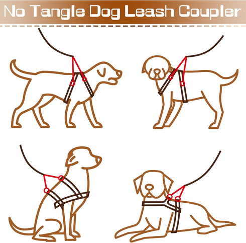 4 Pieces No Tangle Dog Leash Couplers Black Double Clip Leash for Dogs, Heavy Duty Nylon Leash Splitter for Large Dogs