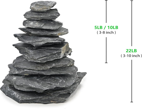 Unocho Natural Slate Rocks for Aquarium Aquascaping, Terrariums, Reptile Enclosures, Wargaming, 5lbs