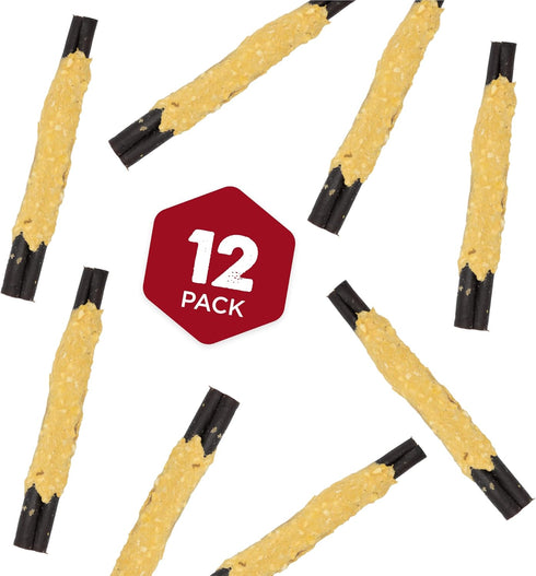 Best Bully Sticks - All Natural Cheese Wrapped Beef Collagen Sticks, 6 Inch, 12 Pack, Long Lasting Dog Chew