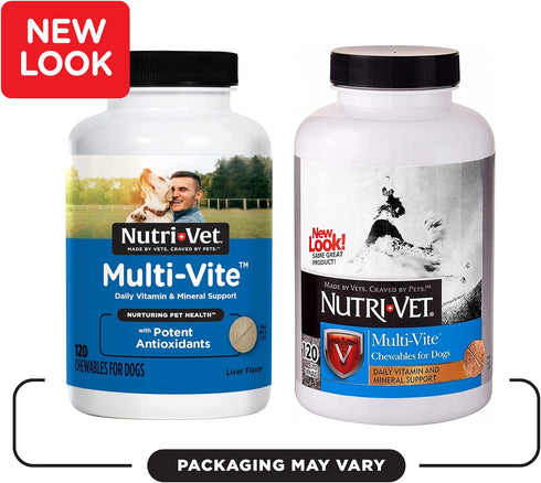 Nutri-Vet Multi-Vite Chewables for Adult Dogs, Daily Vitamin Support, 120 Count