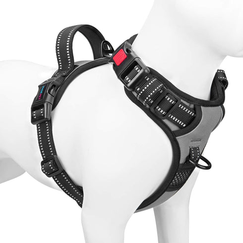 PHOEPET No Pull Dog Harness, Medium Reflective Front Clip Vest with Handle, Adjustable 2 Metal Rings
