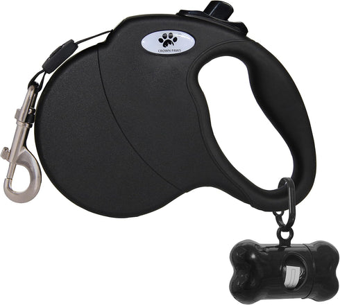13 ft Retractable Dog Leash for Large Dogs up to 26 lbs, Tangle-Free Nylon Tape, Black