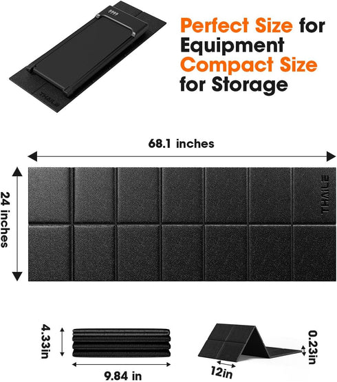 THAILE Treadmill Mat, Foldable Exercise Equipment Mat, 1/4“ Thick Waterproof for Home Yoga