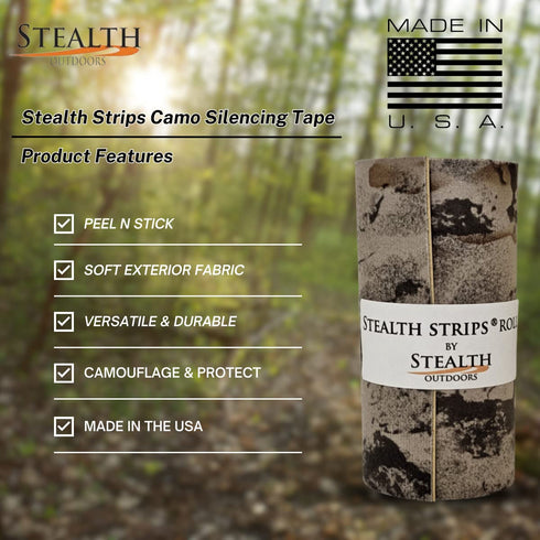 Natural Gear Camo Silencing Tape, Self Adhesive Fabric for Quieting Metal Hunting Gear, 4” x 72” Roll