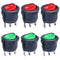 Twidec 6Pcs Round Rocker Switch AC 6A 125V, 10A 250V SPST Toggle KCD1-5-101NRG with LED Light