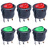 Twidec 6Pcs Round Rocker Switch AC 6A 125V, 10A 250V SPST Toggle KCD1-5-101NRG with LED Light