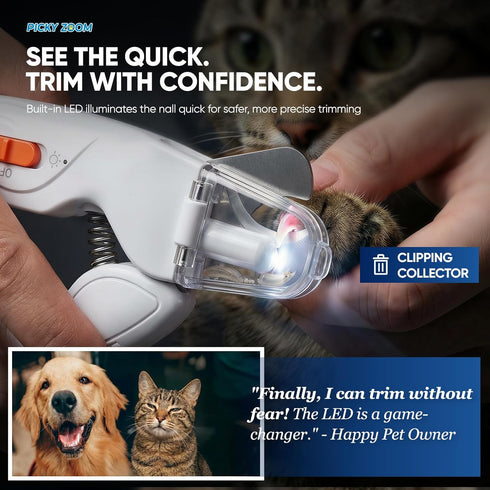 Picky zoom 2-in-1 Trimmers, Dog & Cat Nail Clippers and Grinder with Light Upgraded Safety Guard to Avoid Overcutting