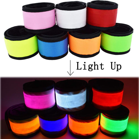 LED Glow Slap Bracelets Light Up Wristbands for High Visibility Safety Gear, Fits Women Men for Cycling, Running