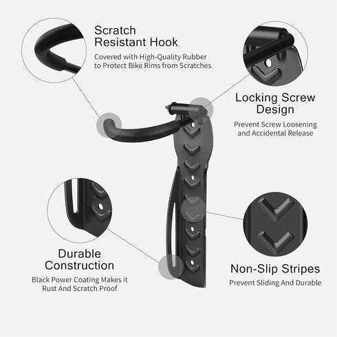 Flexzion Heavy Duty Bike Rack Wall Mount, Vertical Hook Stand Holder for Indoor Storage, Holds 66lb