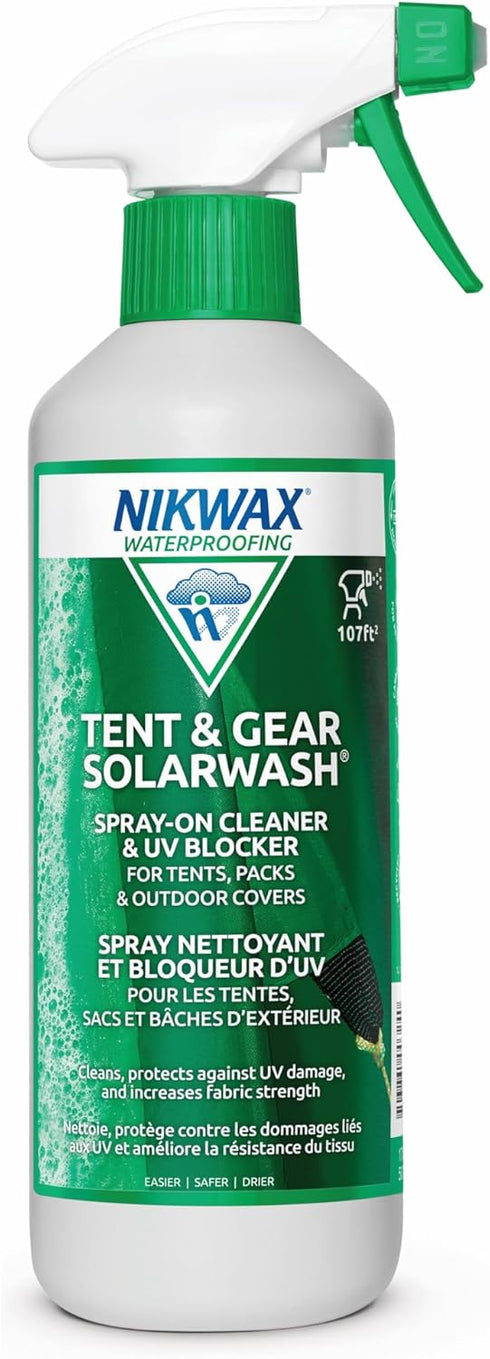 Nikwax Tent & Gear SolarWash, Cleaner, Waterproofing, UV Protector for Outdoor Gear, Rain Fly, Tarps, Backpacks