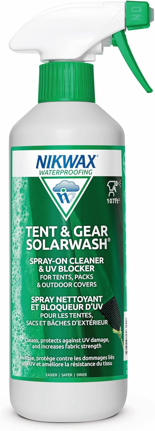 Nikwax Tent & Gear SolarWash, Cleaner, Waterproofing, UV Protector for Outdoor Gear, Rain Fly, Tarps, Backpacks