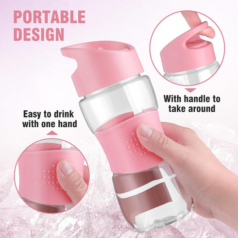 Sivaphe Clear Kids Water Bottle with Straw Cap, 12 oz, Portable Leak-Proof Tritan Beverage Bottle for School Girls