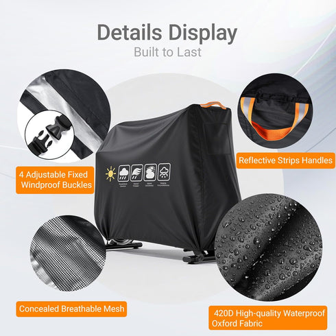 AAOWEEY Strip,4 Stationary Bike Cover Waterproof OutdoorUpright Exercise Bike Cover with Air Vent,Waterproof Windproof