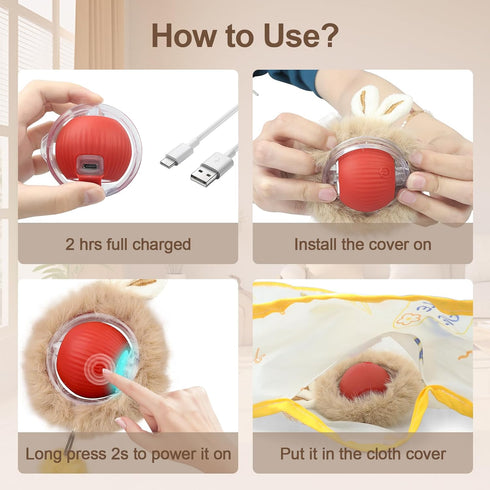 Interactive Cat Toys, Smart Rolling Ball in Play Mat, Automatic Speedy Moving Ball for Indoor Exercise, Motion