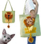 Lion-Shaped Show Head Pet Canvas Shoulder Bag, Pet Out Bag (Light Green-Large)