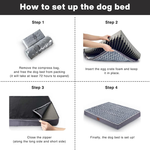 WESTERN HOME WH Large Dog Bed, Waterproof Orthopedic Mattress with Removable Washable Cover, Non-Slip Bottom