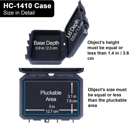Lykus HC-1410 Mini Hard Case Dry Box with Foam Insert, Interior Size 5.5x3.5x1.5 inch, IP66 Splash-Proof