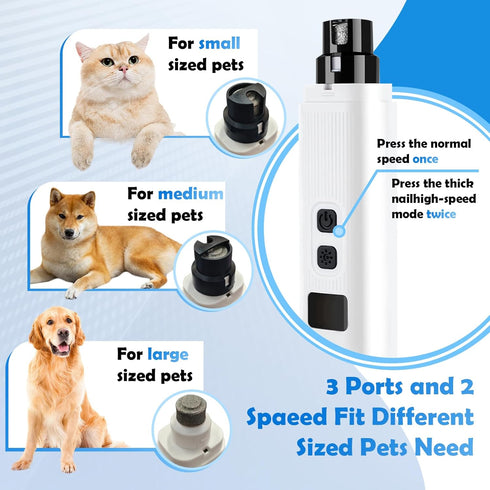 MINYUGUT 2 Trimmer Dog Nail Grinder, Electric Pet Nail Grinder with Speed Digital USB Rechargeable Dog Nail Nail Claw