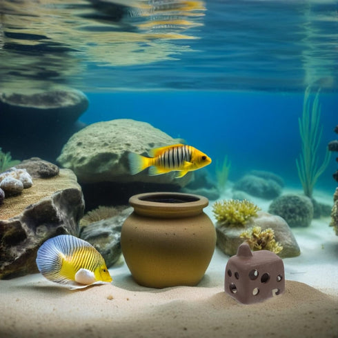 SHINEOFI 3pcs Aquarium Fish and Shrimp Hiding House Ceramic Breeding Cave Fish Tank Shelter Decor for Betta and Cichlid