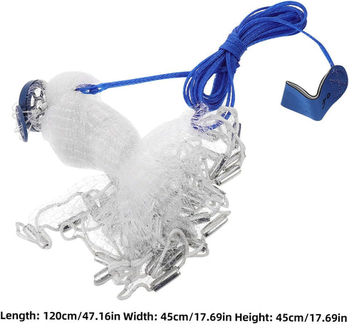 4ft/1.2m Abaodam Hand Cast Fishing Net with Monofilament Line and Weighted Steel Sinkers, Radius Easy Throw Shrimp