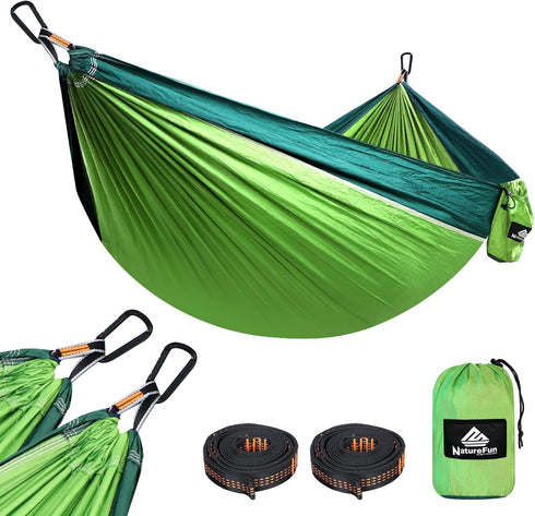 Ultra-Light Travel Camping Hammock, 300kg Load Capacity, Quick-Drying Parachute Nylon, Includes Carabiners