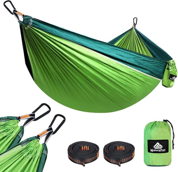 Ultra-Light Travel Camping Hammock, 300kg Load Capacity, Quick-Drying Parachute Nylon, Includes Carabiners
