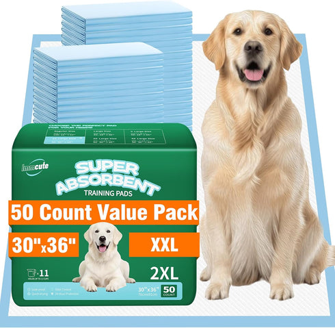 IMMCUTE 50 Pack Dog Pee Pads, 30"x36" Great Value Puppy Pads XL,