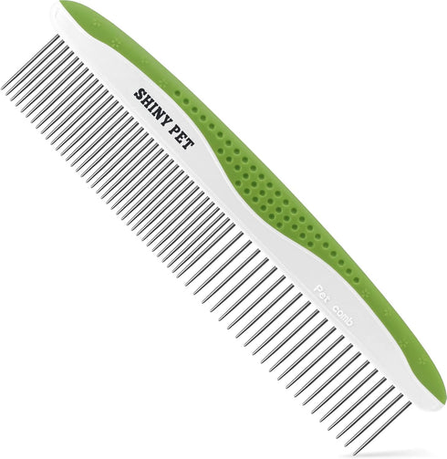 Dog & Cat Comb, Grooming Tool with Stainless Steel Teeth and Non-Slip Handle, Best Pet Hair Comb for Home Grooming Kit