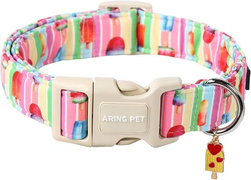 ARING PET Summer Dog Collar, Cute Popsicle Adjustable Multicolor Ice Cream Collar for Small Medium Large Dogs